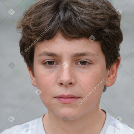 Neutral white child male with short  brown hair and brown eyes