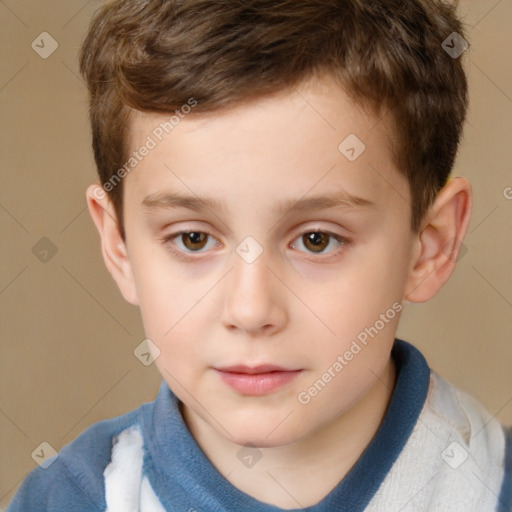 Neutral white child male with short  brown hair and brown eyes