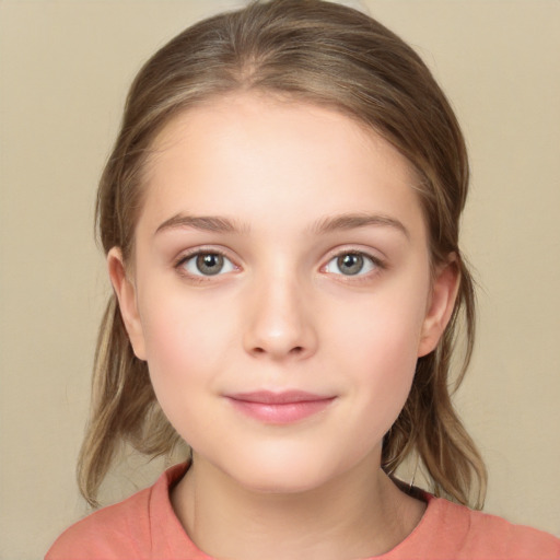 Neutral white child female with medium  brown hair and brown eyes