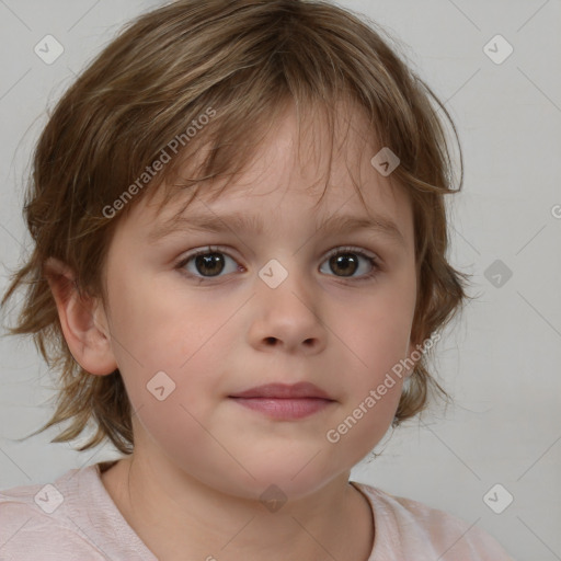 Neutral white child female with medium  brown hair and brown eyes