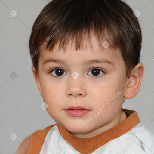 Neutral white child male with short  brown hair and brown eyes