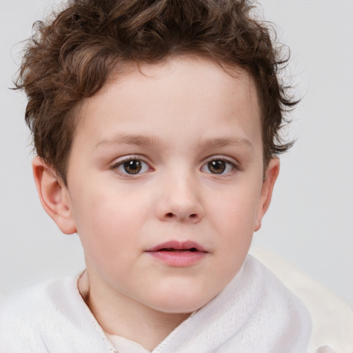 Neutral white child male with short  brown hair and brown eyes