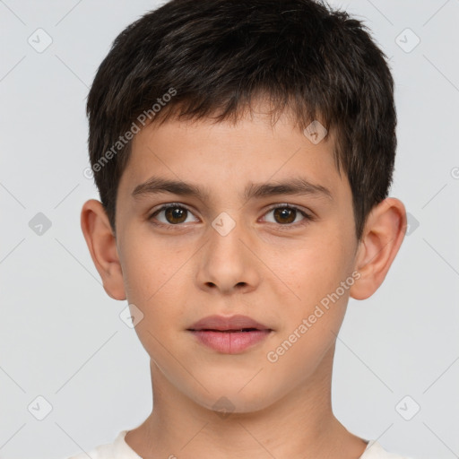 Neutral white child male with short  brown hair and brown eyes