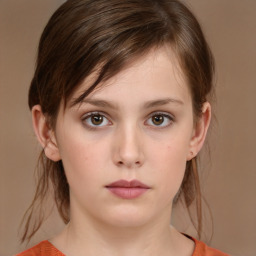 Neutral white child female with medium  brown hair and brown eyes