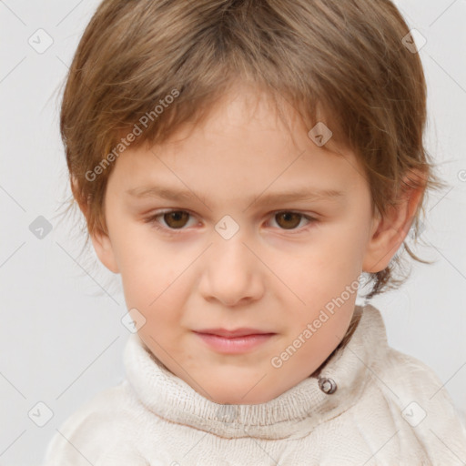 Neutral white child female with short  brown hair and brown eyes