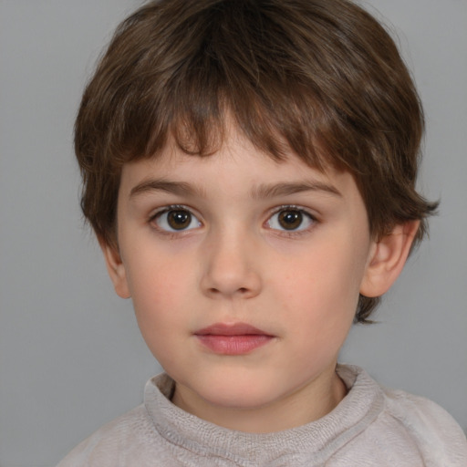 Neutral white child male with short  brown hair and brown eyes