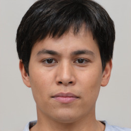 Neutral asian young-adult male with short  brown hair and brown eyes