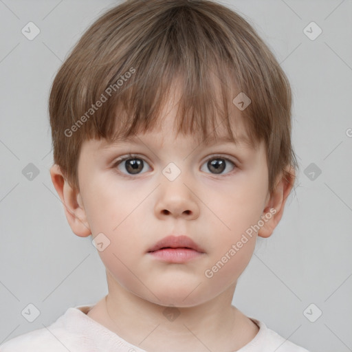 Neutral white child male with short  brown hair and brown eyes