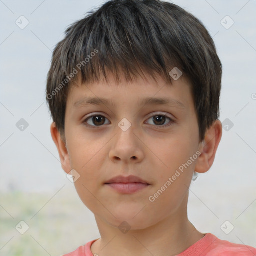 Neutral white child male with short  brown hair and brown eyes