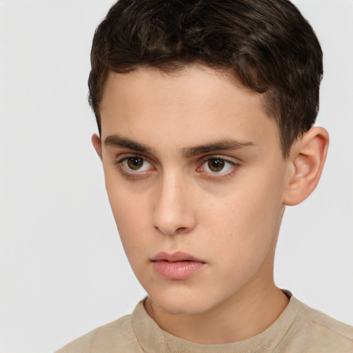 Neutral white child male with short  brown hair and brown eyes