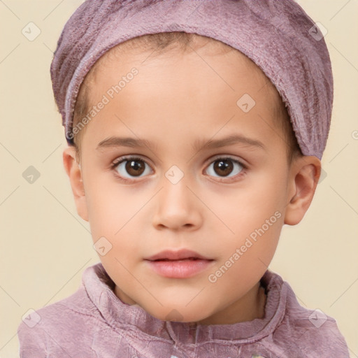 Neutral white child female with short  brown hair and brown eyes