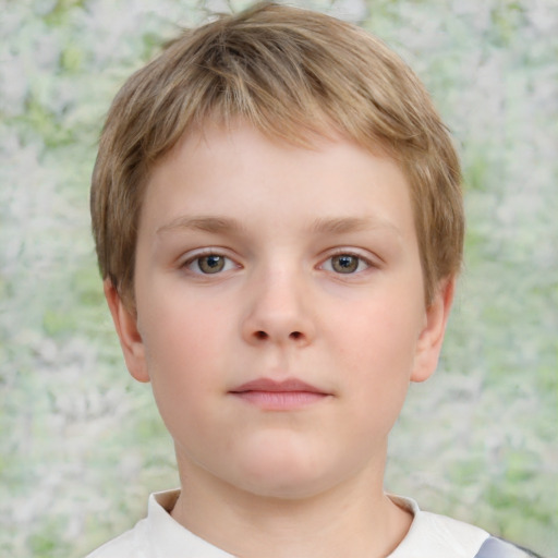 Neutral white child male with short  brown hair and grey eyes