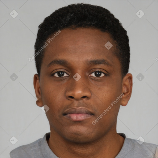 Neutral black young-adult male with short  brown hair and brown eyes