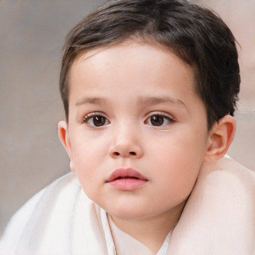 Neutral white child female with medium  brown hair and brown eyes