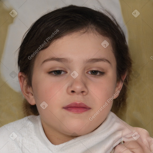 Neutral white child female with medium  brown hair and brown eyes