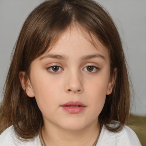 Neutral white child female with medium  brown hair and brown eyes