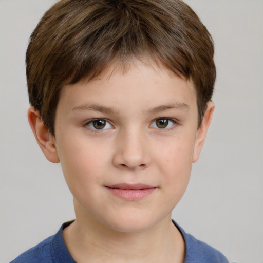 Neutral white child male with short  brown hair and brown eyes