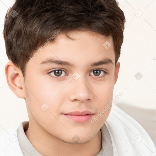 Neutral white child male with short  brown hair and brown eyes