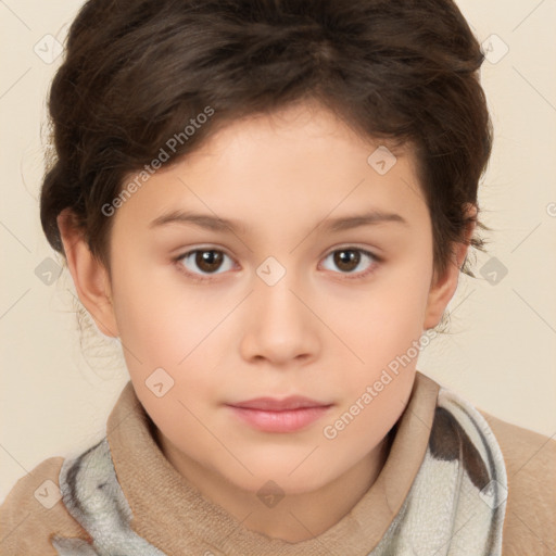 Neutral white child female with medium  brown hair and brown eyes