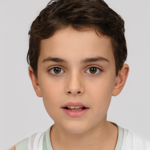 Neutral white child male with short  brown hair and brown eyes