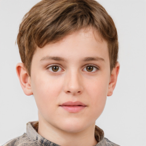 Neutral white child male with short  brown hair and grey eyes