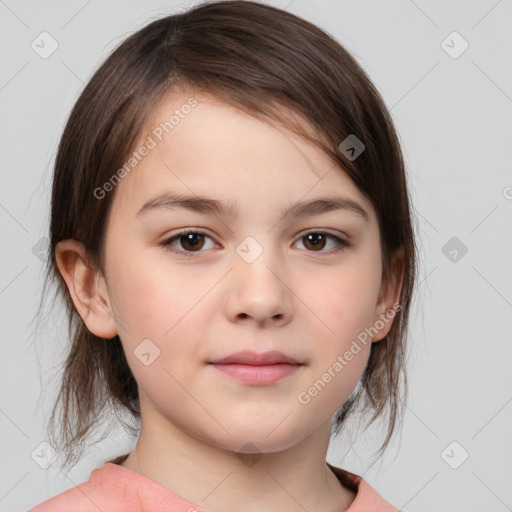 Neutral white child female with medium  brown hair and brown eyes