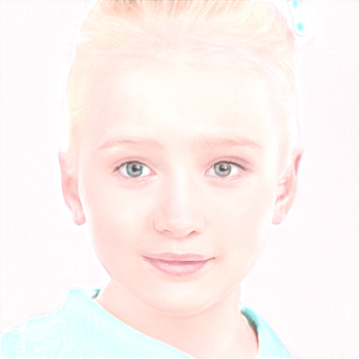 Joyful white child female with short  brown hair and blue eyes