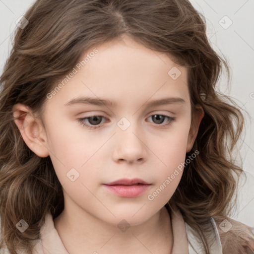 Neutral white child female with medium  brown hair and brown eyes