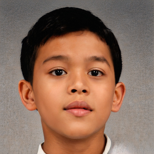 Neutral asian child male with short  brown hair and brown eyes