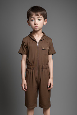 South korean child boy with  brown hair