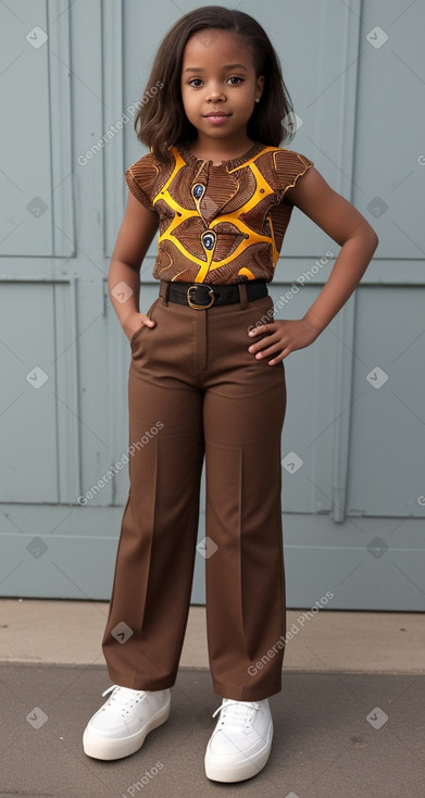 African american child female with  brown hair