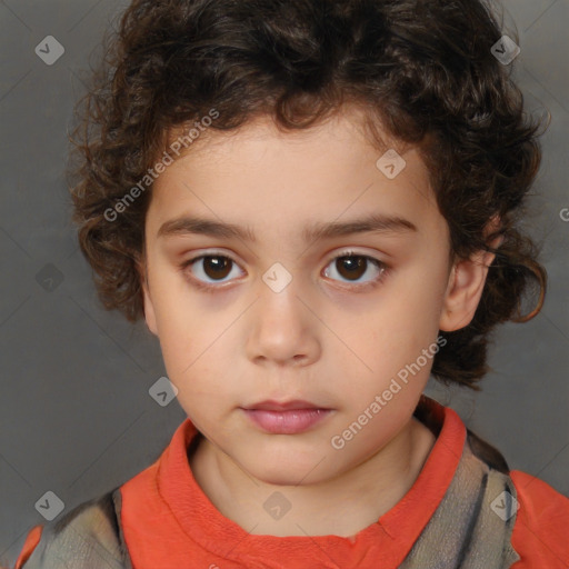 Neutral white child female with short  brown hair and brown eyes