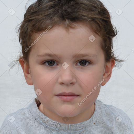 Neutral white child female with short  brown hair and brown eyes