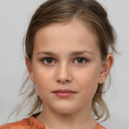 Neutral white child female with medium  brown hair and brown eyes