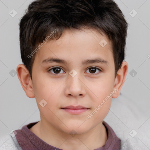 Neutral white child male with short  brown hair and brown eyes