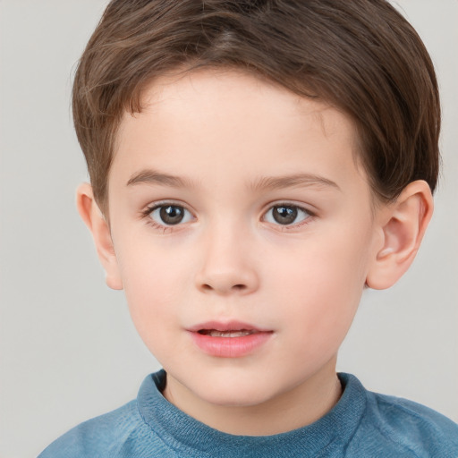 Neutral white child male with short  brown hair and brown eyes