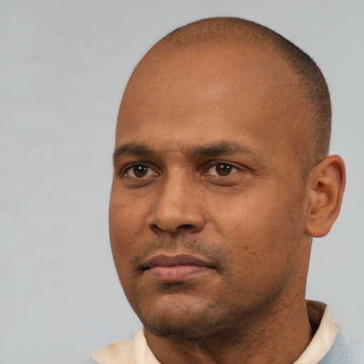 Neutral black young-adult male with short  brown hair and brown eyes