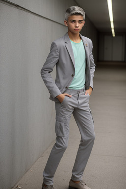 Brazilian teenager boy with  gray hair