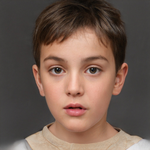 Neutral white child male with short  brown hair and brown eyes