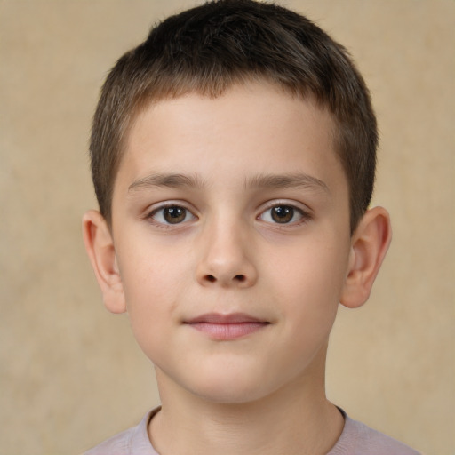 Neutral white child male with short  brown hair and brown eyes