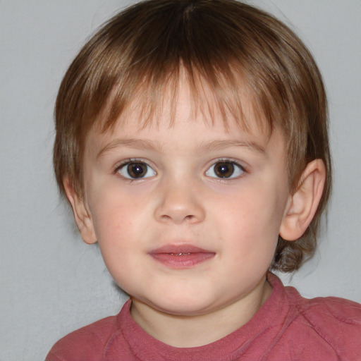 Neutral white child male with medium  brown hair and blue eyes