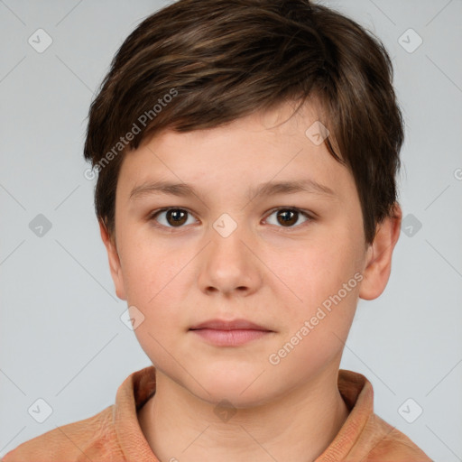 Neutral white child male with short  brown hair and brown eyes