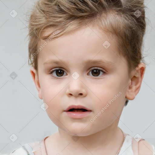 Neutral white child male with short  brown hair and brown eyes