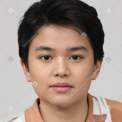 Neutral white child male with short  brown hair and brown eyes