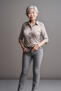 Vietnamese elderly female with  gray hair