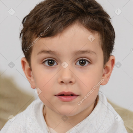 Neutral white child male with short  brown hair and brown eyes