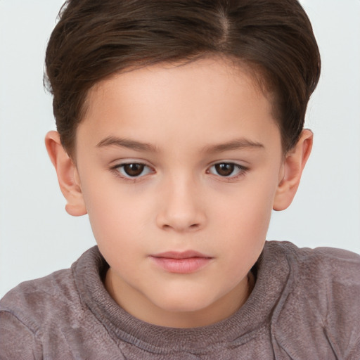 Neutral white child female with short  brown hair and brown eyes