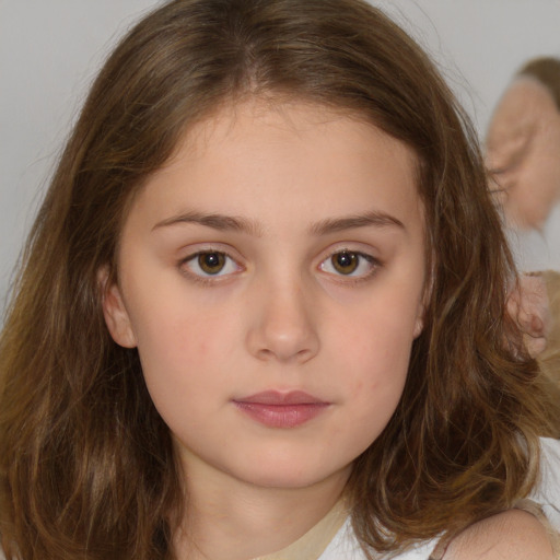 Neutral white child female with medium  brown hair and brown eyes