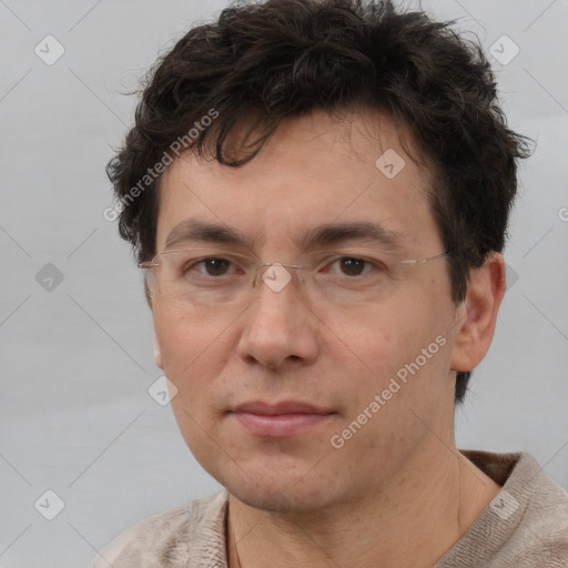 Neutral white adult male with short  brown hair and brown eyes