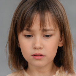 Neutral white child female with medium  brown hair and brown eyes